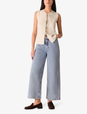 WHISTLES: Tie-Front Sleeveless Stretch-Knit Tank Top