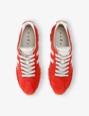 Hogan Red Suede Leather Sneakers In Red