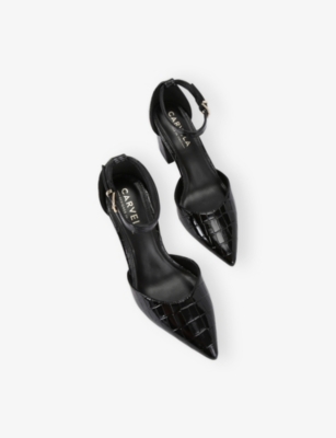 Carvela Womens Black Refined Crocodile-embossed Faux-leather Courts Eur 40 / 7 Uk In Black