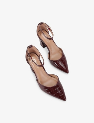 Carvela Womens Red Refined Crocodile-embossed Faux-leather Courts Eur 37 / 4 Uk In Red