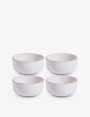 OUR PLACE: Contrast-Rim Ceramic Soup Bowls Set of Four