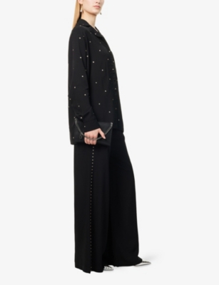 STELLA MCCARTNEY: Ramadan Crystal-Embellished Wide-Leg Mid-Rise Crepe Trousers