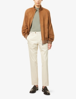 CORNELIANI: Slim-Leg Mid-Rise Stretch-Cotton Trousers