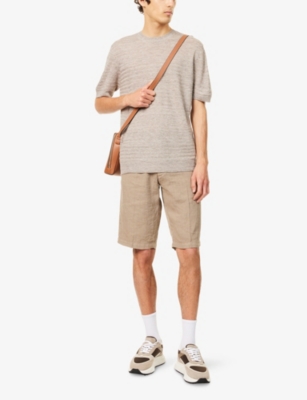 CORNELIANI: Short-Sleeve Crewneck Linen and Silk-Blend T-Shirt