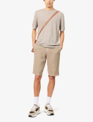 CORNELIANI: Mid-Rise Straight-Leg Linen Shorts