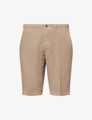CORNELIANI: Mid-Rise Straight-Leg Linen Shorts