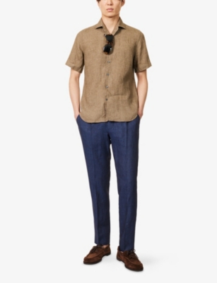 CORNELIANI: Straight-Leg Drawstring Linen Trousers