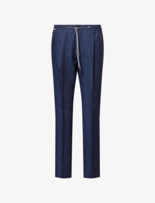 CORNELIANI: Straight-Leg Drawstring Linen Trousers