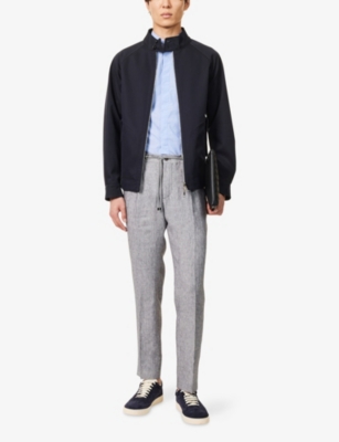 CORNELIANI: Straight-Leg Drawstring Linen Trousers