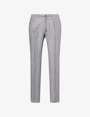 CORNELIANI: Straight-Leg Drawstring Linen Trousers