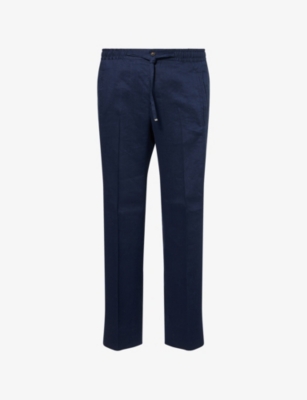 CORNELIANI: Straight-Leg Drawstring Linen-Blend Trousers