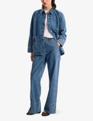 OMNES: Magnus Floral-Embroidered Denim Overshirt