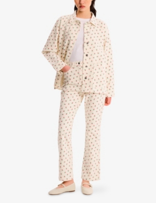 OMNES: Sarah Jane Floral-Print Flared-Leg High-Rise Jeans