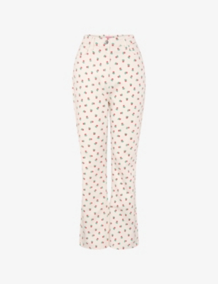 OMNES: Sarah Jane Floral-Print Flared-Leg High-Rise Jeans