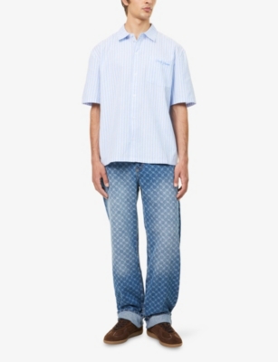 DAILY PAPER: Embroidered-Logo Striped Cotton Blend Shirt