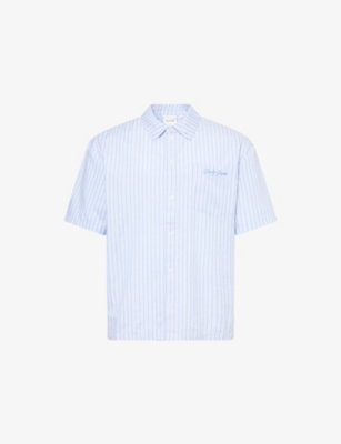 DAILY PAPER: Embroidered-Logo Striped Cotton Blend Shirt