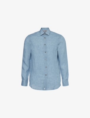 PAUL SMITH: Tailored-Fit Long-Sleeves Linen Shirt