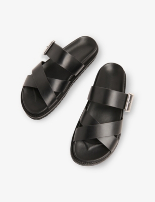 Whistles Omens  Celestine Buckle-detail Leather Slid In Black