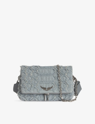 Zadig & Voltaire Womens Zadig&voltaire Rocky Fringed Denim Cross Body Bag
