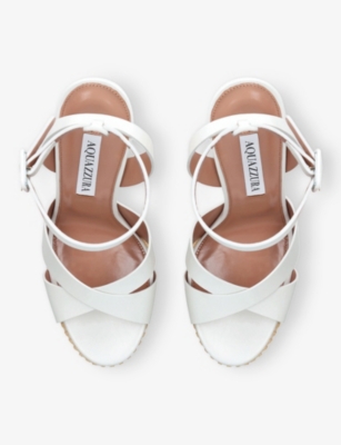 AQUAZZURA: Sunseeker Plateau 140 Leather Platform Heeled Sandals