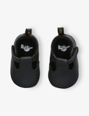 DR MARTENS: Baby Polley T-Bar Leather Crib Shoes