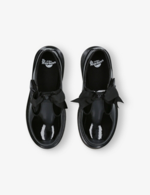 DR MARTENS: Kids' Polley II Bow Patent Leather Shoes