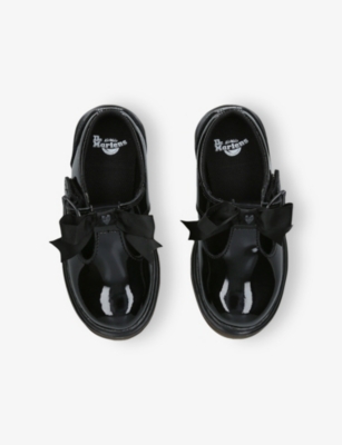 DR MARTENS: Kids' Polley II Bow Patent Leather Shoes