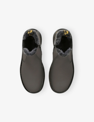 Dr. Martens Grey/dark Kids' 2976 Leonore Faux-fur-lined Suede Chelsea Boots Eur 38 / 5 Uk In Gray