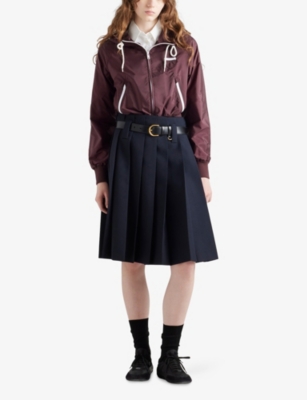 Prada Womens Burgundy Hooded Re-nylon Blouson Jacket