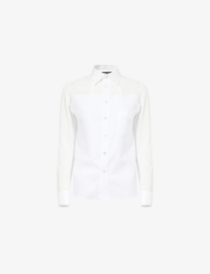 Shiro Sakai Womens White Soft Sheer Classic Long-sleeve Woven Shirt Xs