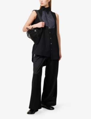SHIRO SAKAI: Asymmetric-Panelled Sleeveless Long Cotton Shirt