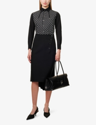 Shiro Sakai Womens Black X White Classic Standard Polka-dot Cotton Shirt Xs