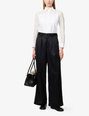 Shiro Sakai Womens Black Panelled Wide-leg Relaxed-fit Knitted Trousers