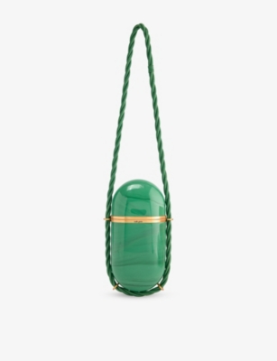 Cult Gaia Womens Deep Basil Amulet Acrylic Clutch