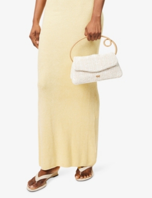 Cult Gaia Womens Antique White Emily Rattan Top-handle Bag