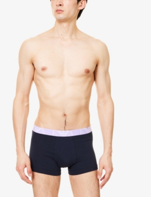 EMPORIO ARMANI: Branded Mid-Rise Pack Of Three Stretch-Cotton Trunks