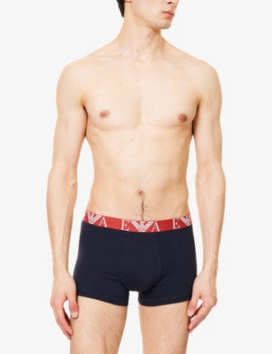 EMPORIO ARMANI: Branded Mid-Rise Pack Of Three Stretch-Cotton Trunks