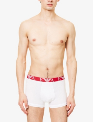 EMPORIO ARMANI: Branded Mid-Rise Pack Of Three Stretch-Cotton Trunks