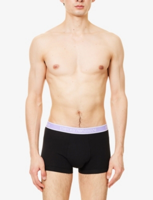 EMPORIO ARMANI: Branded Mid-Rise Pack Of Three Stretch-Cotton Trunks