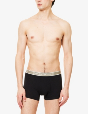 EMPORIO ARMANI: Branded Mid-Rise Pack Of Three Stretch-Cotton Trunks