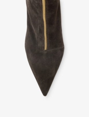 Allsaints Womens Bitter Brown Natasha Suede Heeled Ankle Boots Eur 36 / 3 Uk In Brown