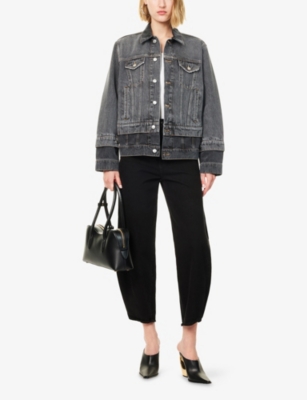 Stella Mccartney Womens Double-layer Relaxed Denim Jacket Two Tonal Black In Black