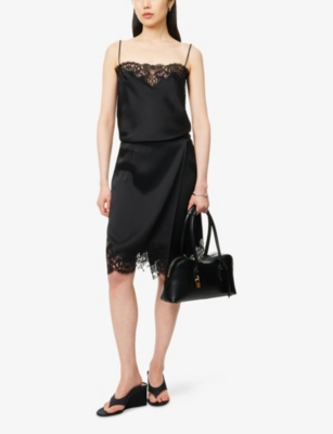Stella Mccartney Womens Iconic Lace-trim Satin Camisole Top Black