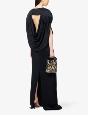 Stella Mccartney Womens Black Draped V-neck Woven Gown In Black