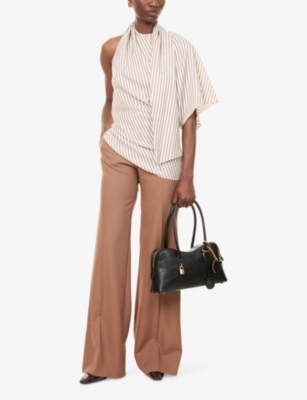 Stella Mccartney Womens Cream Ginger Asymmetric Stripe Silk-blend Top In Multi