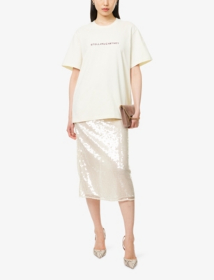 Stella Mccartney Womens Ivory Iconic Logo-print Cotton-jersey T-shirt