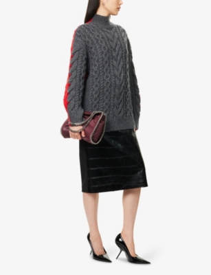 STELLA MCCARTNEY: High-Neck Contrast-Panel Cable-Knit Wool-Blend Jumper