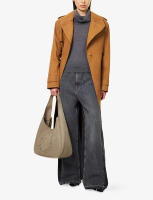 Stella Mccartney Womens Double-denim High-rise Wide-leg Denim Jeans Two Tonal Black In Gray