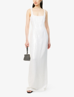 16arlington Womens Electra Sequin Woven Gown Bianco