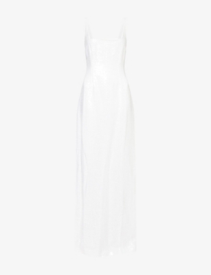 16arlington Womens Electra Sequin Woven Gown Bianco